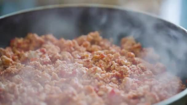 Faire Frire Viande Hachée Dans Une Poêle Cuisson Poulet Haché — Video