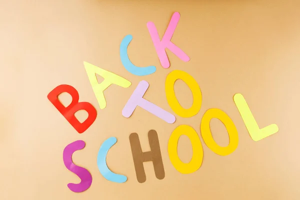 Back School Beige Background Inscription Back School Hand Cut Paper — Photo