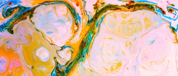Bunte Abstrakte Fluidmalerei Abstrakter Hintergrund Mit Farbigen Punkten Und Flecken — Stockfoto