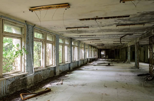 Interior Edifício Esquerda Prypiat Zona Exclusão Chernobyl Ucrânia Foto Alta — Fotografia de Stock