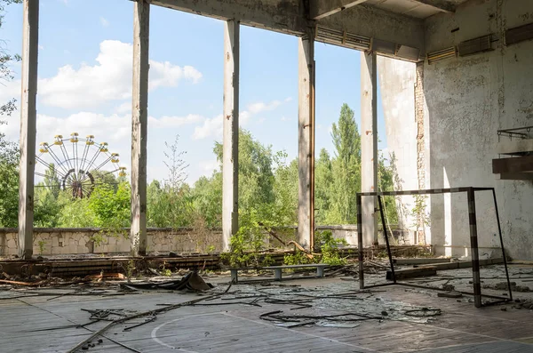 Prypiat empty gymnasium in the Chernobyl exclusion zone, Ukraine. High quality photo