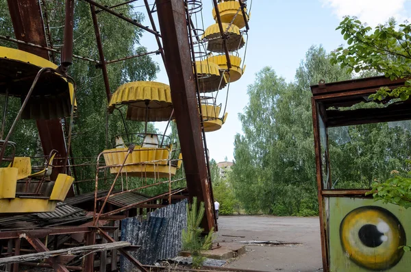 乌克兰切尔诺贝利禁区的Prypiat Ferris轮特写 高质量的照片 — 图库照片