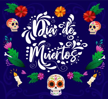 El çizimi düz dia de Muertos satış illüstrasyonu