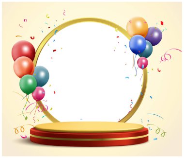 Gerçekçi podyumu olan zarif bir doğum günü arkaplanı