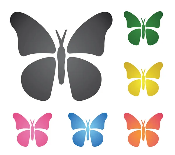 Icono Conjunto Contorno Mariposa — Archivo Imágenes Vectoriales