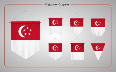 Singapur bayrak seti koleksiyonu