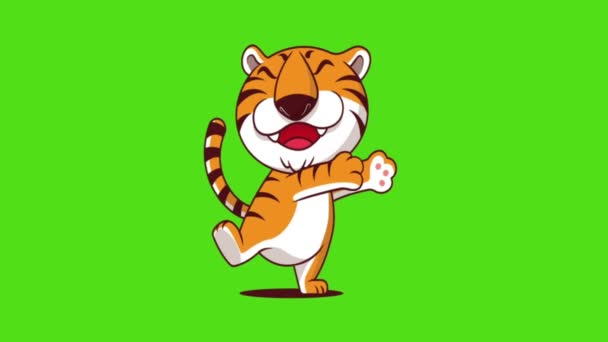 Funny Tiger Green Screen Cartoon Tiger Funny Walking Running — Stock Video  © musadiq@ #611992188