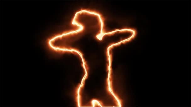 Silhouette火災ガールダンス火災ダンス火災アウトライン火災ガールダンスあなたの後の効果のための初演プロのキンマスタープロジェクト 不良感謝ありがと — ストック動画