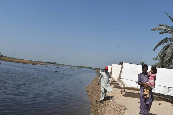 Devastante Situazione Inondazioni Nel Paese Pakistan Distrutto Oltre Delle Aree — Foto Stock