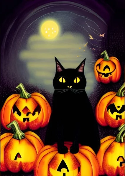 Gato negro de fiesta de Halloween