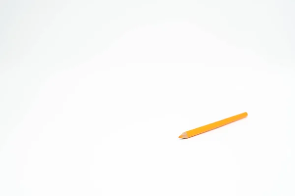 Orange Wooden Colored Pencil White Background Point Lead Focus — Stock Photo, Image