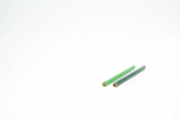 Crayon Coloré Bois Vert Sur Fond Blanc Avec Partie Finale — Photo