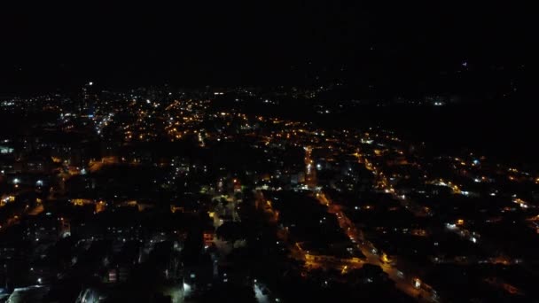 Luftaufnahme Der Stadt Ibague Tolima Bei Nacht Mit Vielen Lichtern — Stockvideo