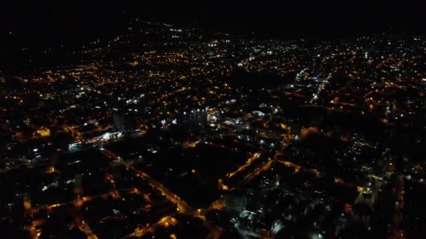 Luftaufnahme Der Stadt Ibague Tolima Bei Nacht Mit Vielen Lichtern — Stockvideo