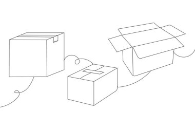 Karton kutular kümesi sanat vektörü çizimi çizimi