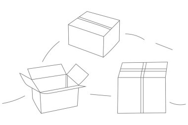 Karton kutular kümesi sanat vektörü çizimi çizimi