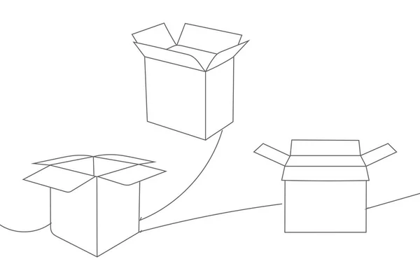 一套纸板箱线条艺术矢量插图 — 图库矢量图片