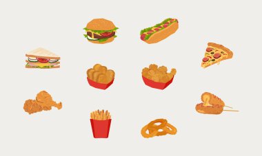 Düz tasarımda Fast Food vektörü