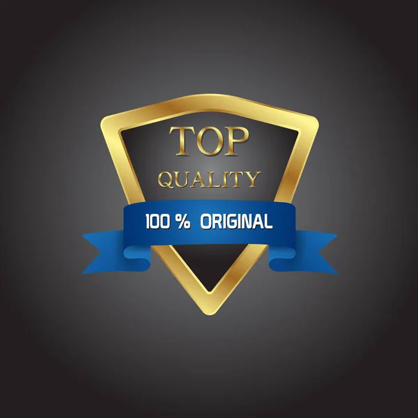 Złota Tarcza Luksusowa 100 Oryginalna Tarcza Odznaka Jakości Plakaty Banery — Wektor stockowy