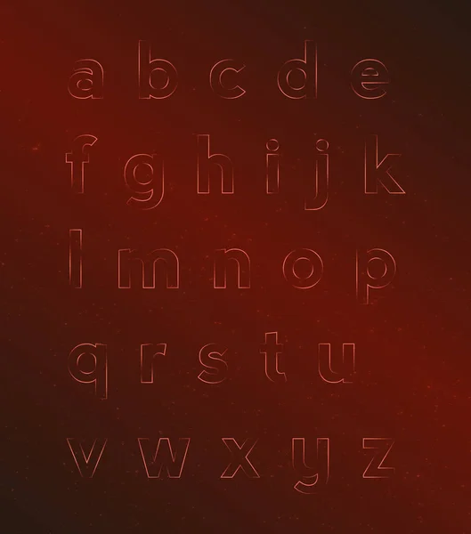 Rotes Neonlicht Kleinbuchstaben Zeichensatz Mit Rötlichem Austro Hintergrund — Stockvektor