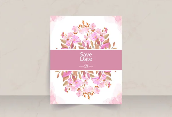 Рожевий Квітковий Букет Смокі Акварельним Фоном Зберегти Листівку Дати — стоковий вектор