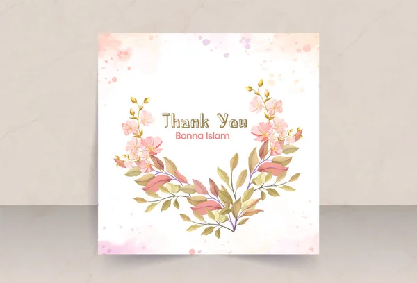 Μοναδικά Ροζ Φύλλα Πορτοκαλιού Λουλούδι Σύμπαν Ευχαριστήρια Κάρτα — Διανυσματικό Αρχείο