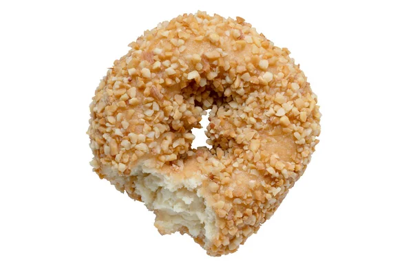 Пончик Пончик Горох Хлопья Укусом Съеденный Знак Объекта Питания Изолированы — стоковое фото