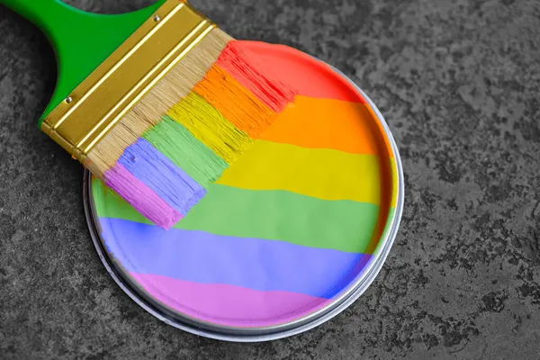 Rainbow Mix Colors Painting Strips Colorful Paint Paintbrush Lgbtq Symbol — Stock Photo, Image