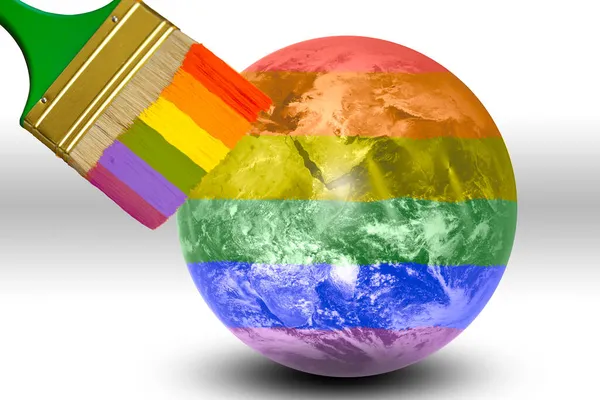 Brush Painting Colorful Rainbow Earth Lgbt World Concept Graphic Element — Stock Photo, Image