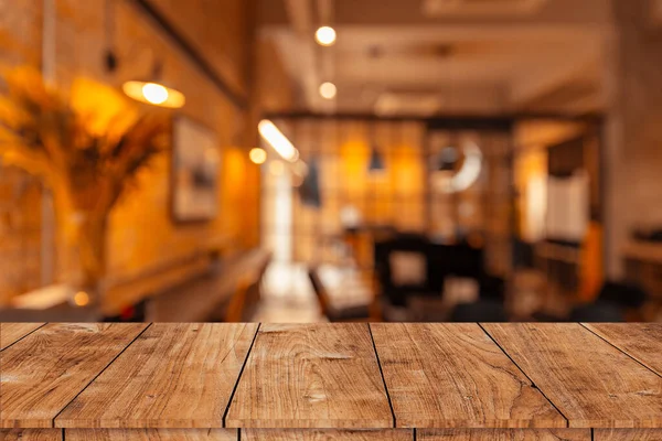 Moderní Luxusní Kancelář Kavárna Nebo Kavárna Restaurace Dřevěným Stolem Desku — Stock fotografie