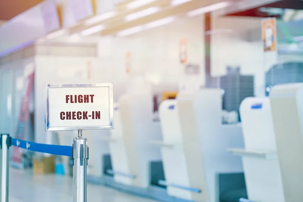 Porta Check Balcão Voo Companhia Aérea Terminal Aeroporto Área Partida — Fotografia de Stock