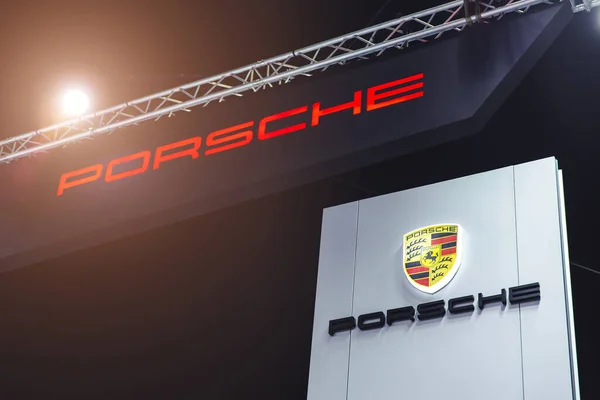 Porsche Supercar Logo Motor Expo Motor Show Beursstand Teken Duitse — Stockfoto