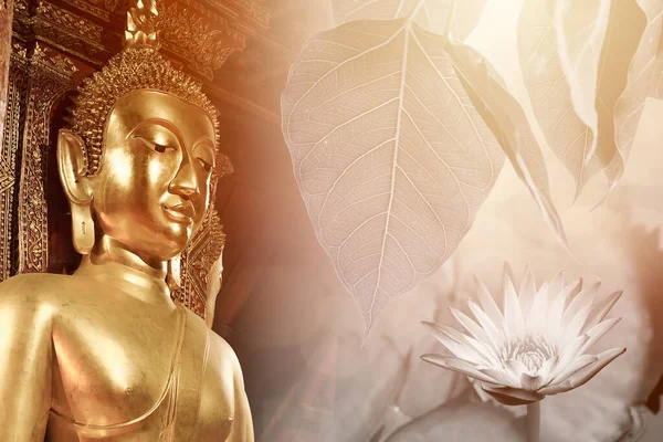 Asian Buddha Thai Temple Lotus Bodhi Symbol Wisdom Peace Nirvana — Stockfoto