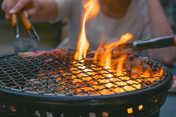 Barbecue Grill Stove Hot Fire Dining Yakiniku Beef Bbq Grill — Zdjęcie stockowe