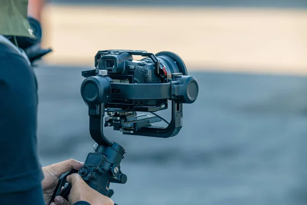 Gimbal Stabilizer Mirrorless Digital Camera Shake Video Production Cinematography — Foto de Stock