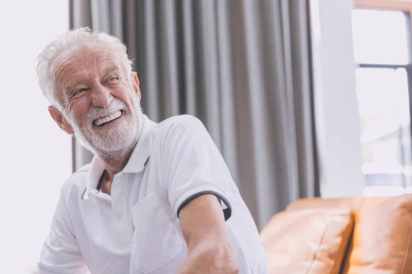 Happy Elderly Man Healthy Senior Confident Smile Beautiful White Teeth — Foto de Stock