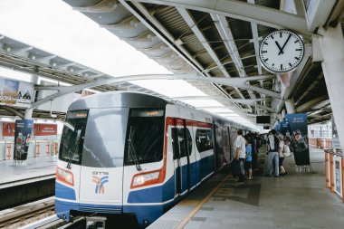 BTS Skytrain station in Bangkok metro mass transit transport rail network for people and tourist. 6 October 2018.Bangkok,THAILAND.