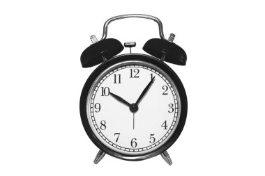 Retro çan saat siyah rengi kırpma yolu ile beyaz arkaplanda izole