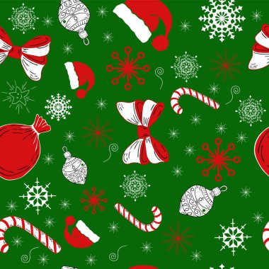 Kusursuz bir yeni yıl geçmişi, yılbaşı unsurları. El çizimi. Şenlikli dekorun için..