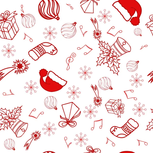 Бесшовный Новогодний Фон Узор Рождественскими Элементами Ручной Рисунок Твоего Праздничного — стоковый вектор