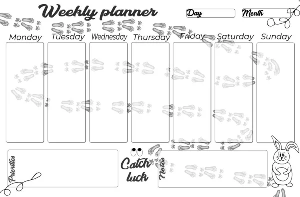 Planerare Arrangör Dekorerad Med Symbolen För 2023 Kanin Kanin Spår — Stock vektor