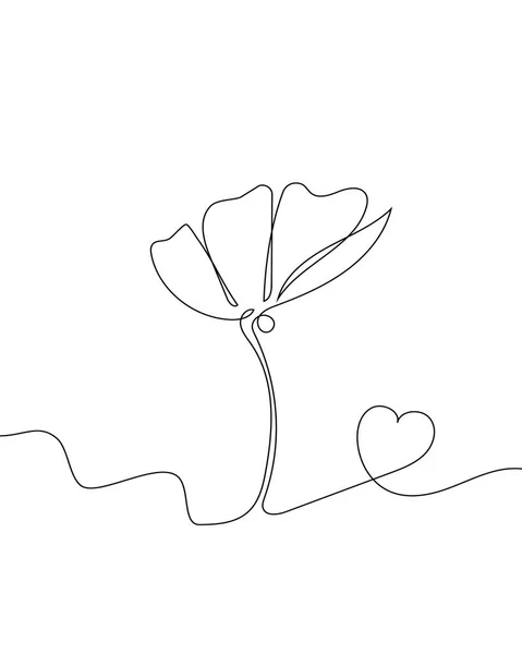 Fleur Abstraite Une Ligne Dans Style Line Art Minimalisme Art — Image vectorielle