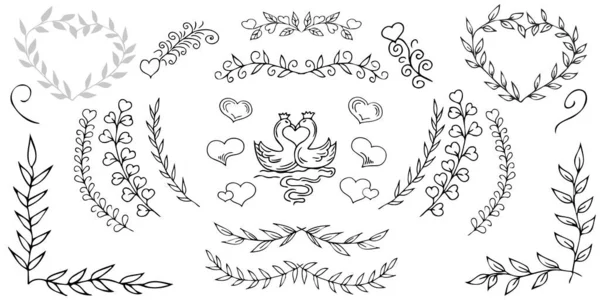 Szett Gyönyörű Stilizált Esküvő Ünnepi Design Ünnepi Meghívók Kártyák Elválasztók — Stock Vector