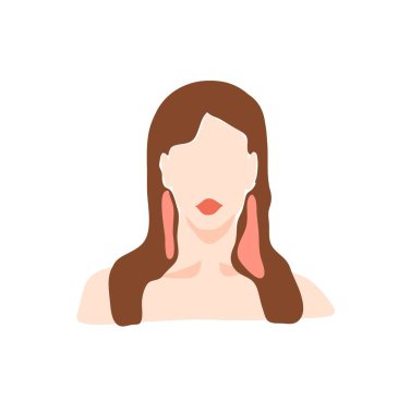 El çizimi vektör soyut düz grafik modern estetik tasviri ile bohem, güzel modern kadın portresi beyaz arka planda izole edilmiş basit moda minimal tarzı.