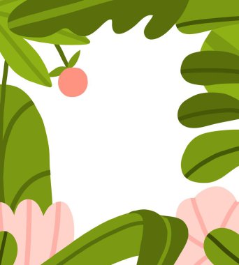 El çizimi soyut grafik clipart illüstrasyon vektör çerçeve kompozisyonu soyut boho bahçe doğa şekli, çiçek çiçekleri, yapraklar ve berriler. Modern botanik bahçe tasarımı