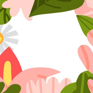 El çizimi soyut grafik clipart illüstrasyon vektör çerçeve çerçeve yapısı kompozisyon, soyut boho bahçe doğa şekli, çiçek çiçeği, yapraklar ve berriler. Modern botanik bahçe tasarımı