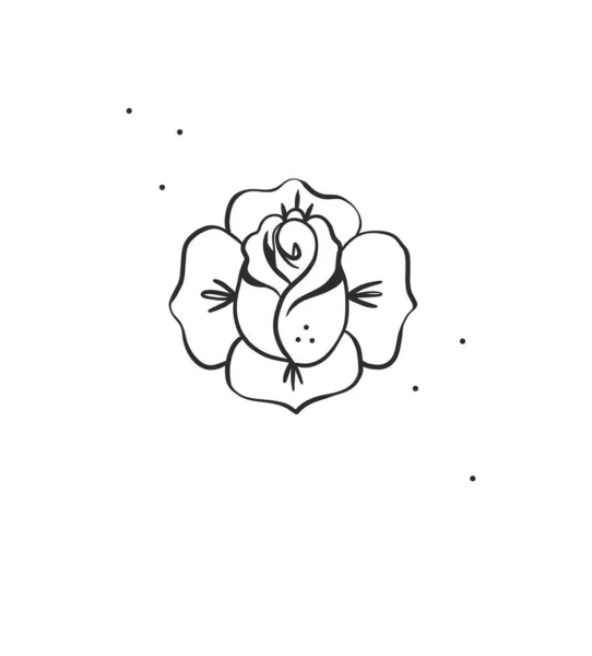 Hand Drawn Abstract Vector Graphic Clipart Illustration Boho Rose Flower — Stok Vektör