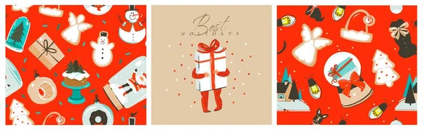 Hand Drawn Vector Abstract Graphic Merry Christmas Happy New Year — Archivo Imágenes Vectoriales