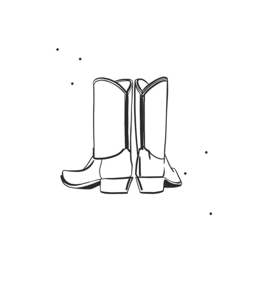 Ručně Kreslené Abstraktní Vektorové Grafické Kliparty Ilustrace Boho Cowgirl Rodeo — Stockový vektor