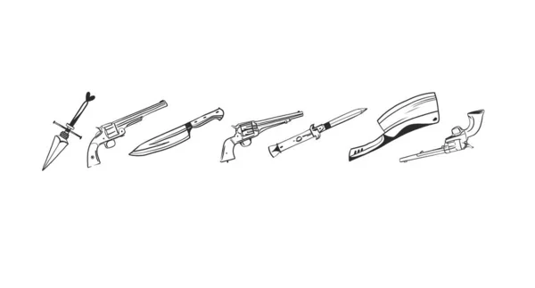 Hand Drawn Abstract Vector Graphic Clipart Illustration Boho Knife Gun — Stock Vector